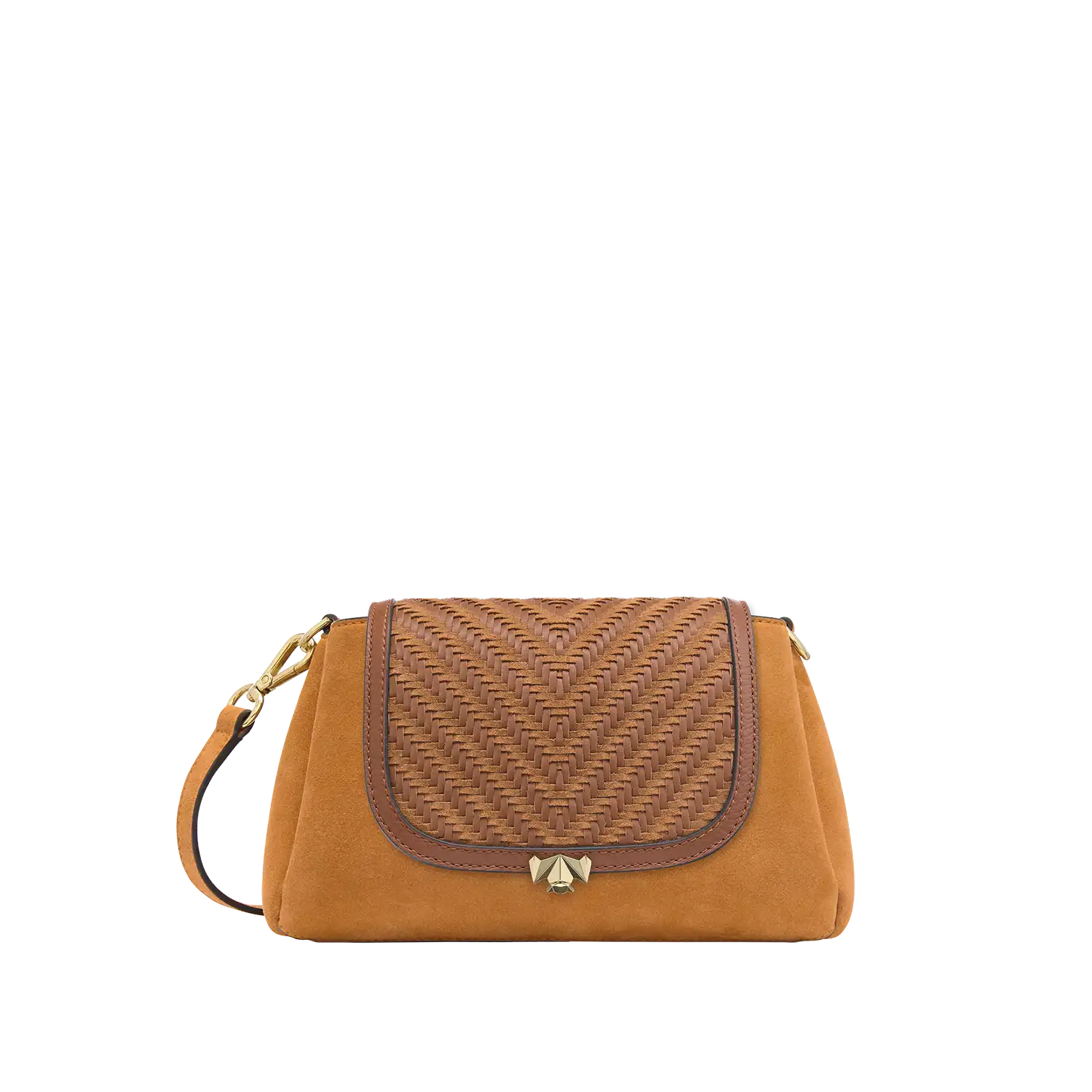 Wechselklappe - Mini Cognac Weave - cognac