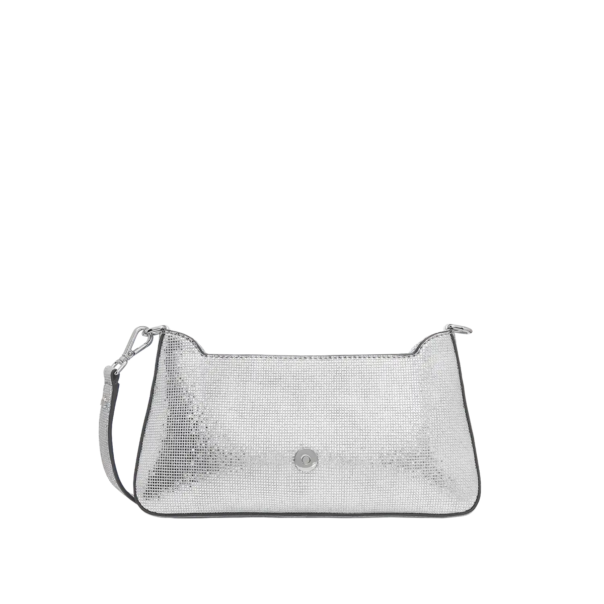 Taschenkörper Mini Pochette silber-glitzer aus dem Taschenset, Frontansicht ohne Klappe