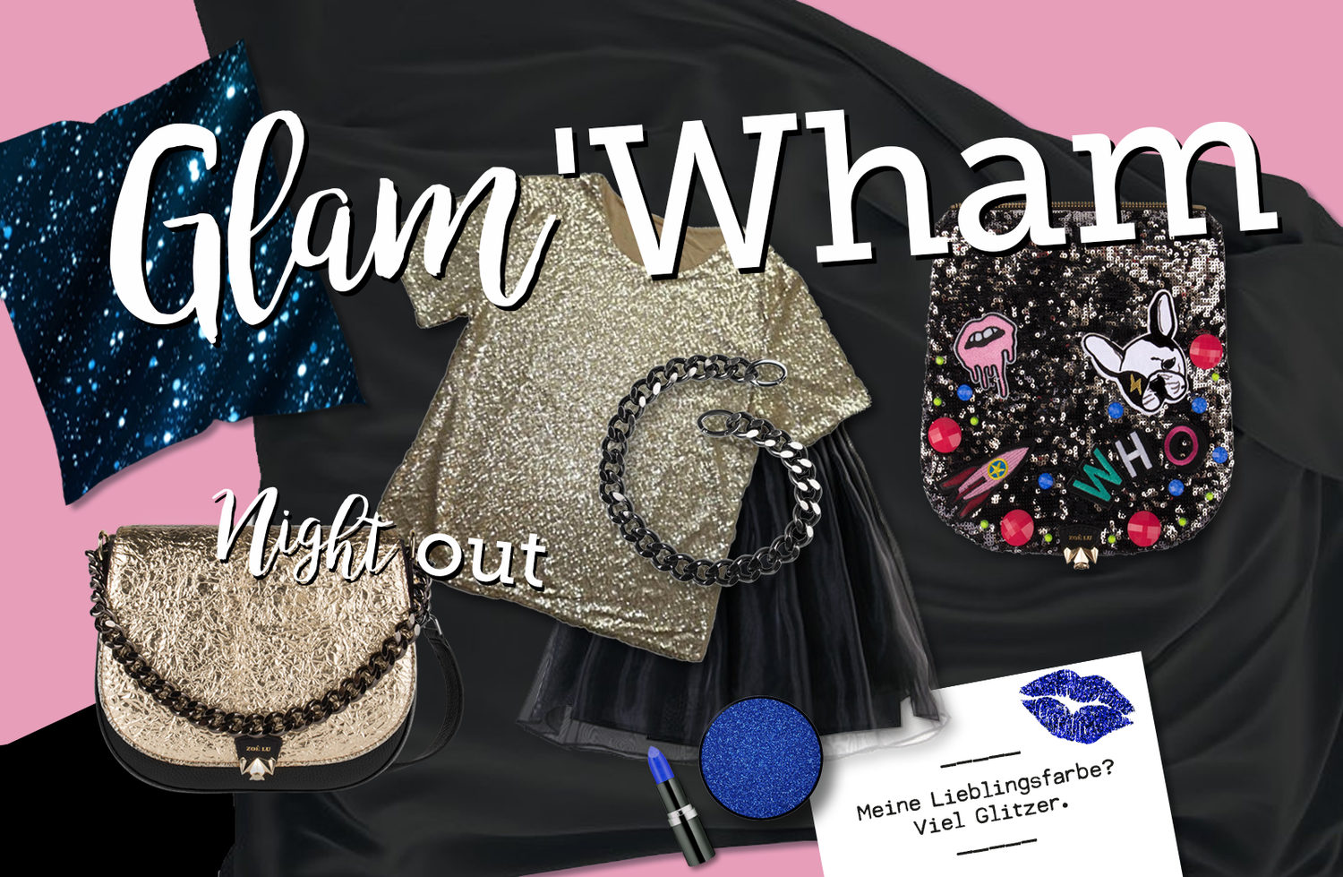 Wechselklappen Glam'Wham und Night out, Xmas, Glamour, Sylvester-Party, ZOÉ LU