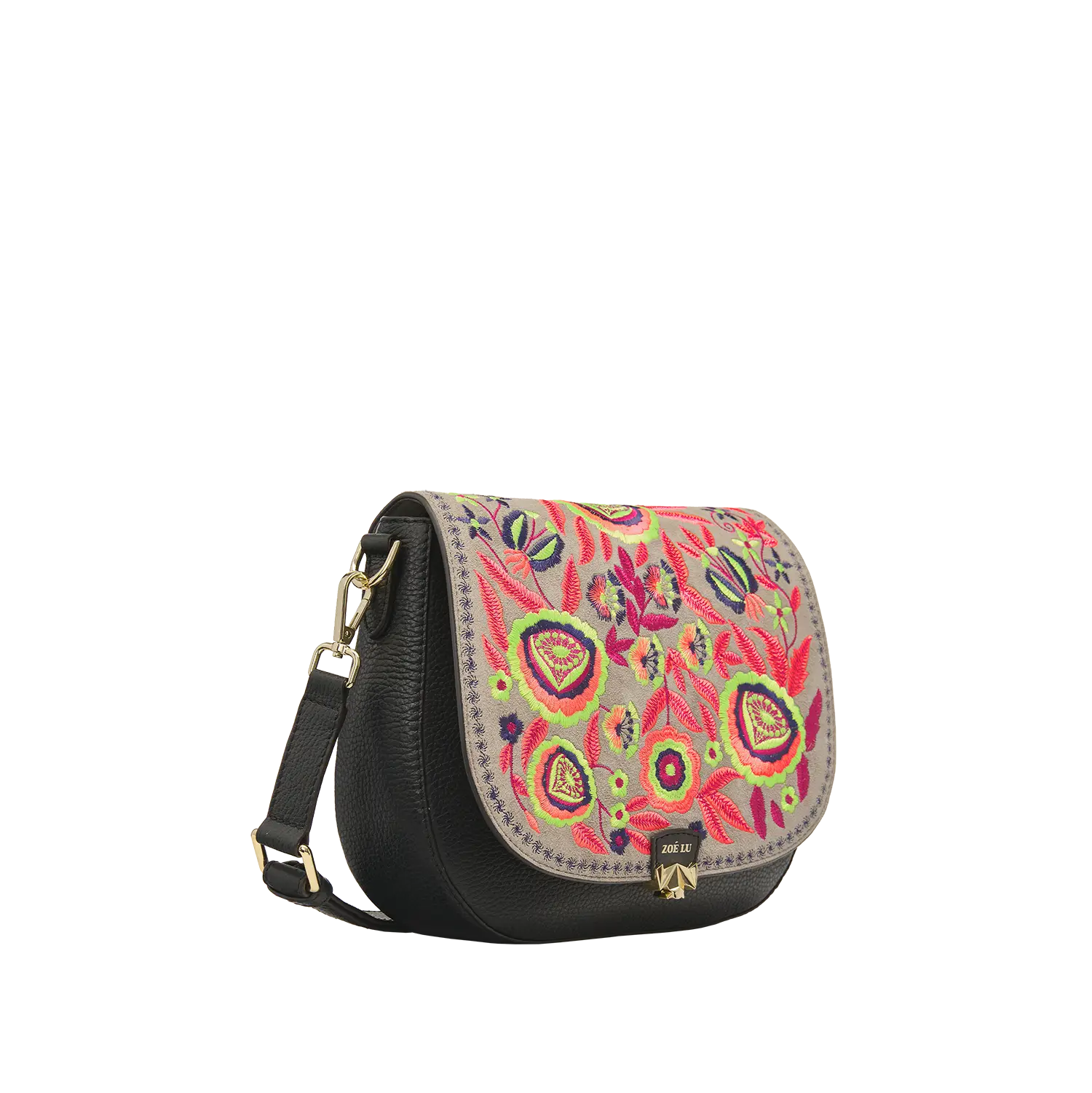 Wechselklappe - Neon Bouquet - taupe-bunt