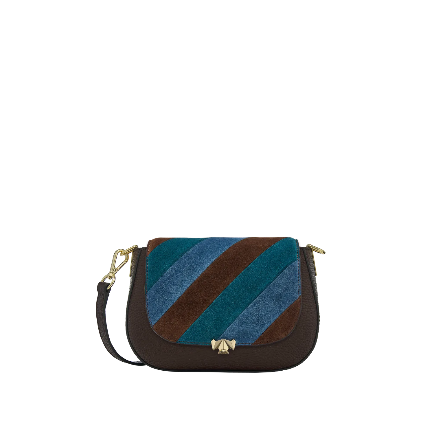 Wechselklappe - Mini Stripe Muse - braun-blau