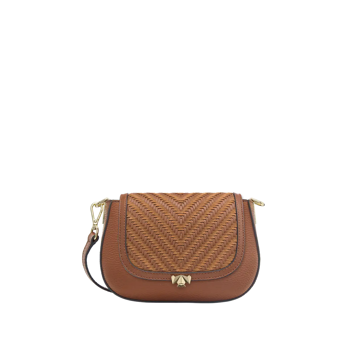 Wechselklappe - Mini Cognac Weave - cognac