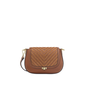 Wechselklappe - Mini Cognac Weave - cognac