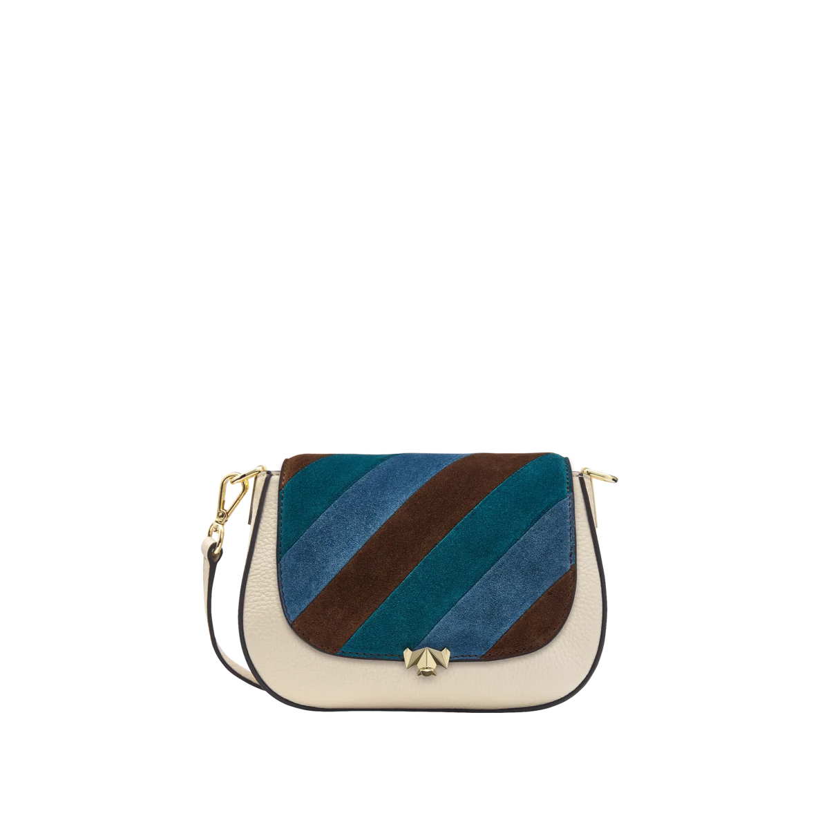 Wechselklappe - Mini Stripe Muse - braun-blau