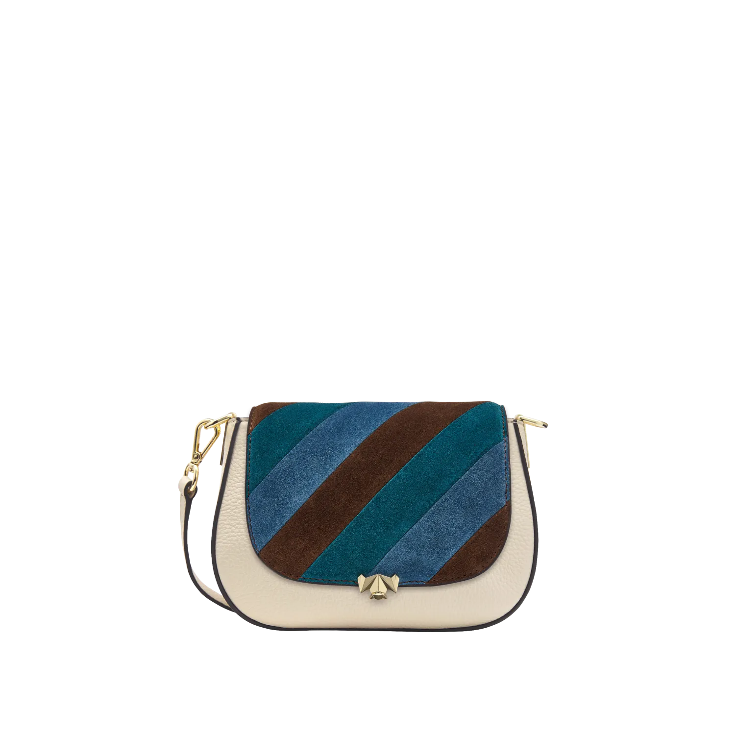 Wechselklappe - Mini Stripe Muse - braun-blau