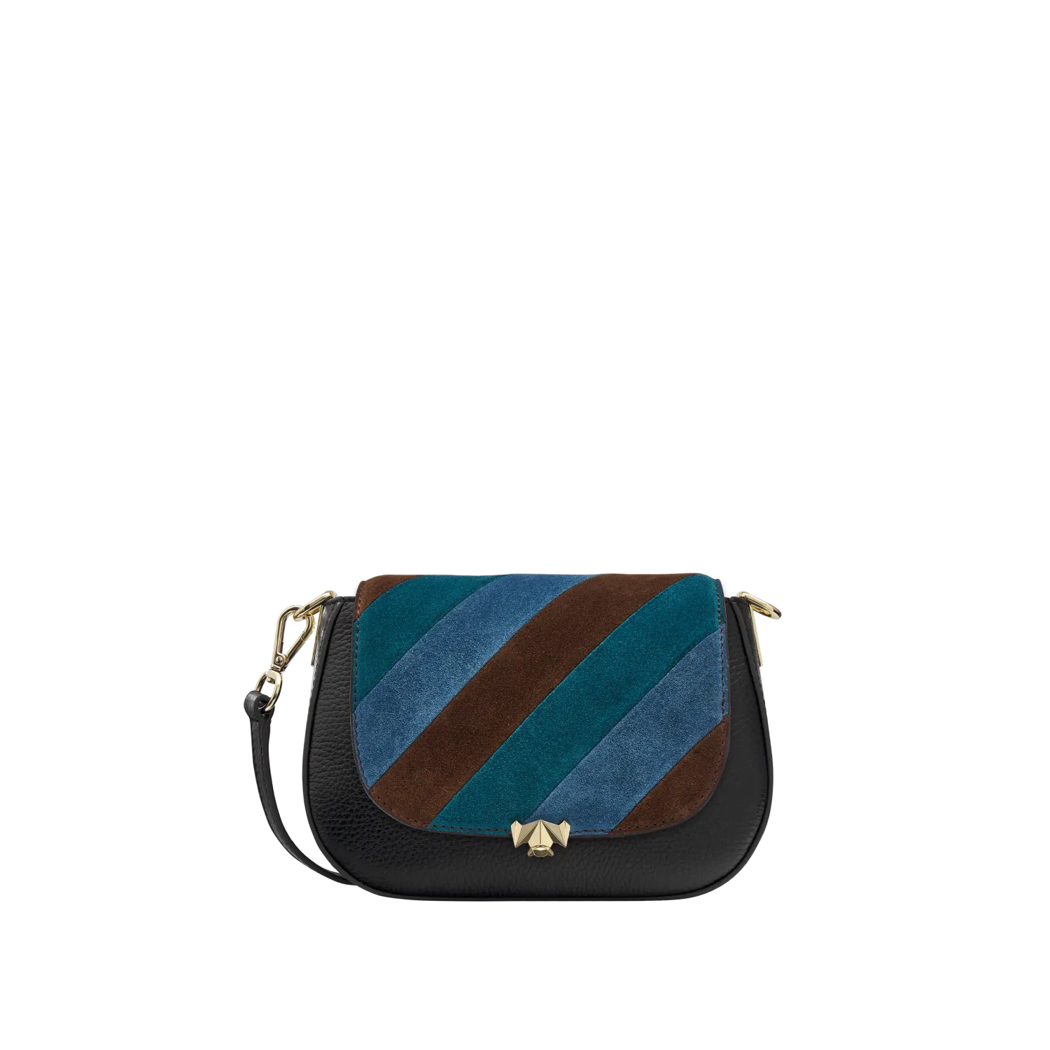 Wechselklappe - Mini Stripe Muse - braun-blau