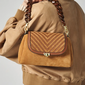 Wechselklappe - Mini Cognac Weave - cognac