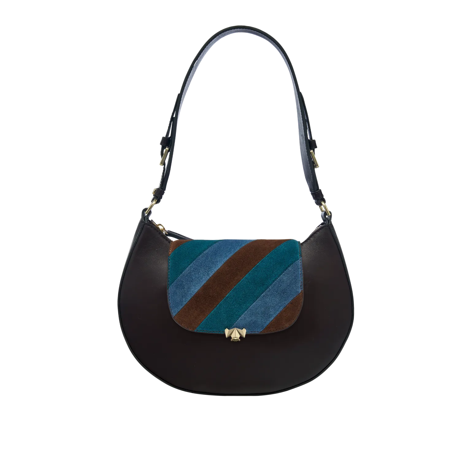 Wechselklappe - Mini Stripe Muse - braun-blau