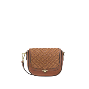Wechselklappe - Mini Cognac Weave - cognac