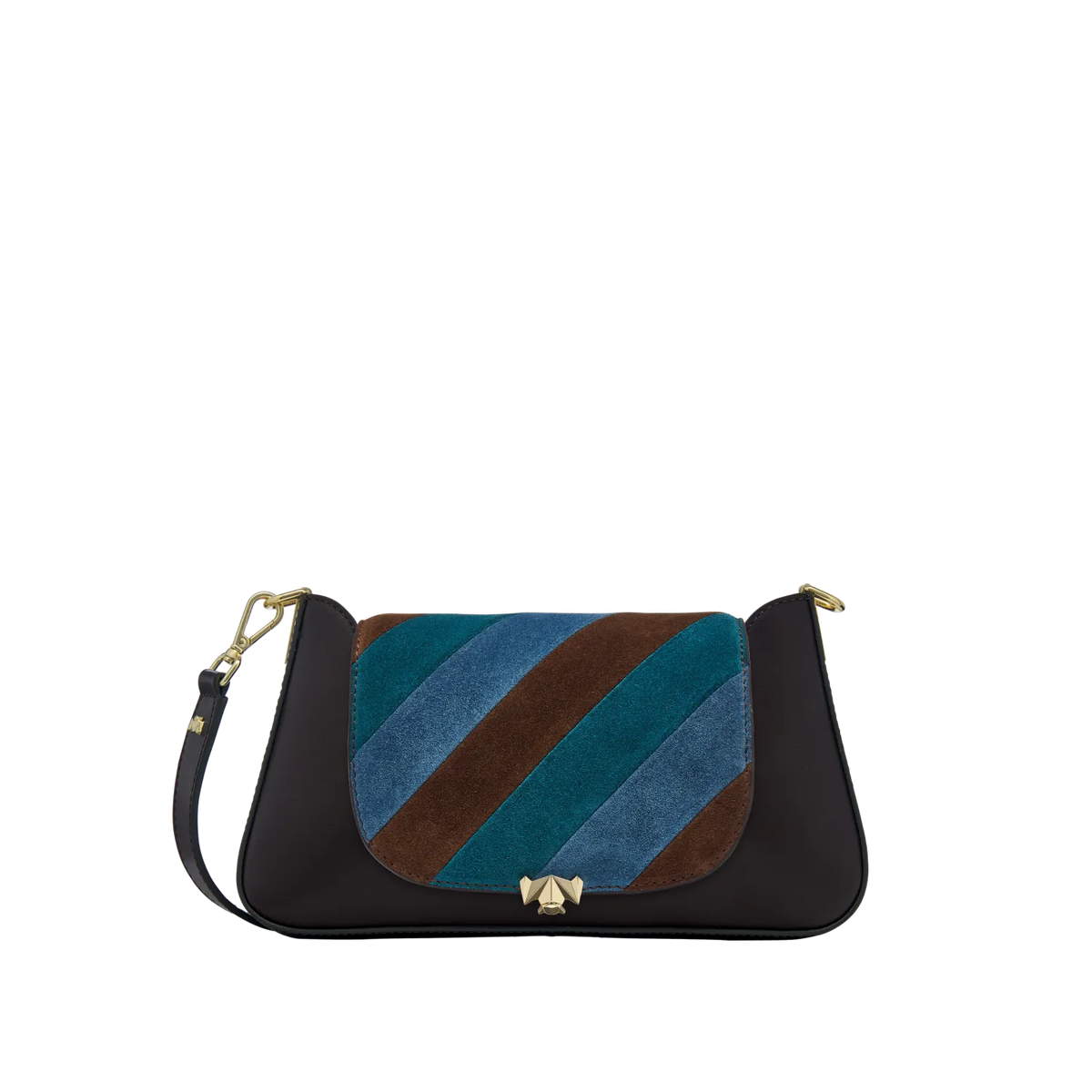 Wechselklappe - Mini Stripe Muse - braun-blau