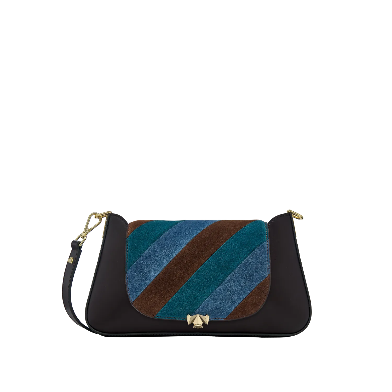 Wechselklappe - Mini Stripe Muse - braun-blau